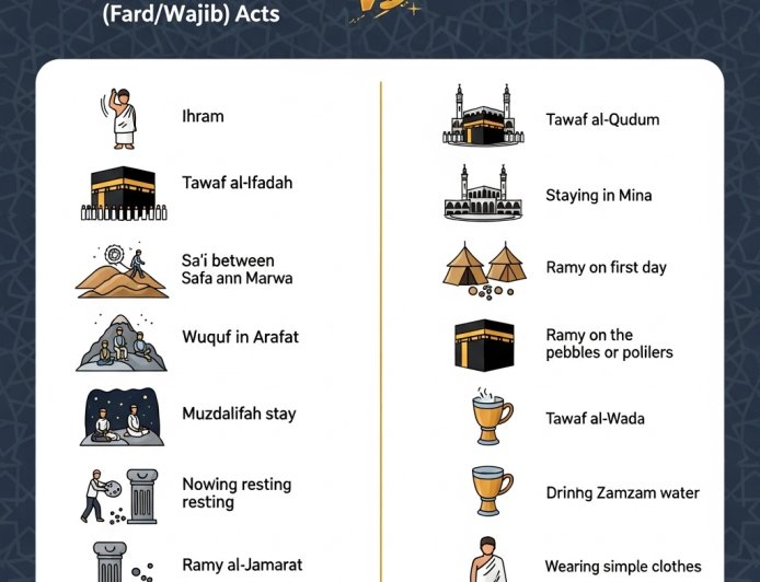 হজ পালনের ফরজ ও সুন্নত কাজসমূহ